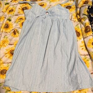 Light Blue Textured Sundress with Tie Straps